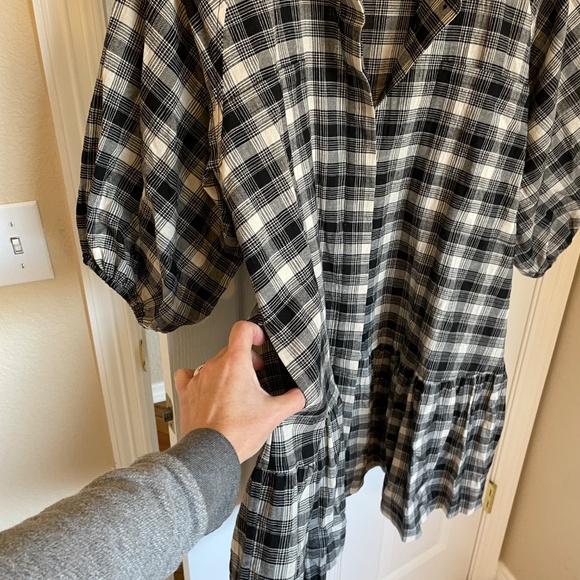 NWT Jonathan Simkhai Standard Crissy Plaid Mini Dress Black White Size Large - Picture 7 of 8